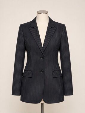 Parallel Y2K Black Pinstripe Longline Power Blazer Size 4
